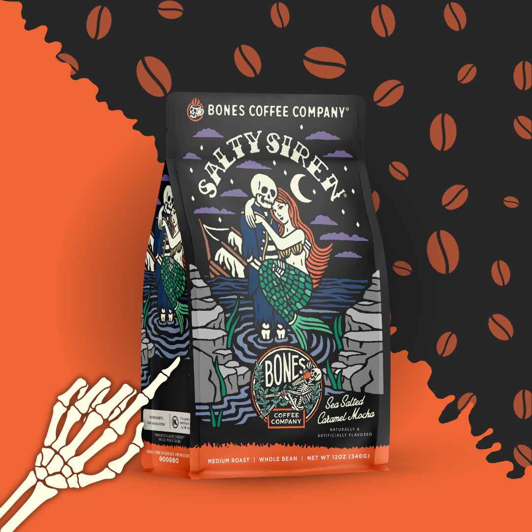 Bones Coffee Company - Salty Siren Flavored Coffee | 12oz | Whole Bean & Ground